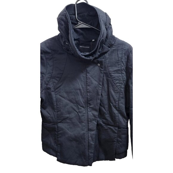 JNBY Women’s Black High Collar Jacket Size L Asymmetrical Zip Modern Minimalist - Picture 4 of 16